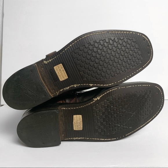 Vintage Leather Harness Boots Deer Skin Lined - Picture 6 of 6